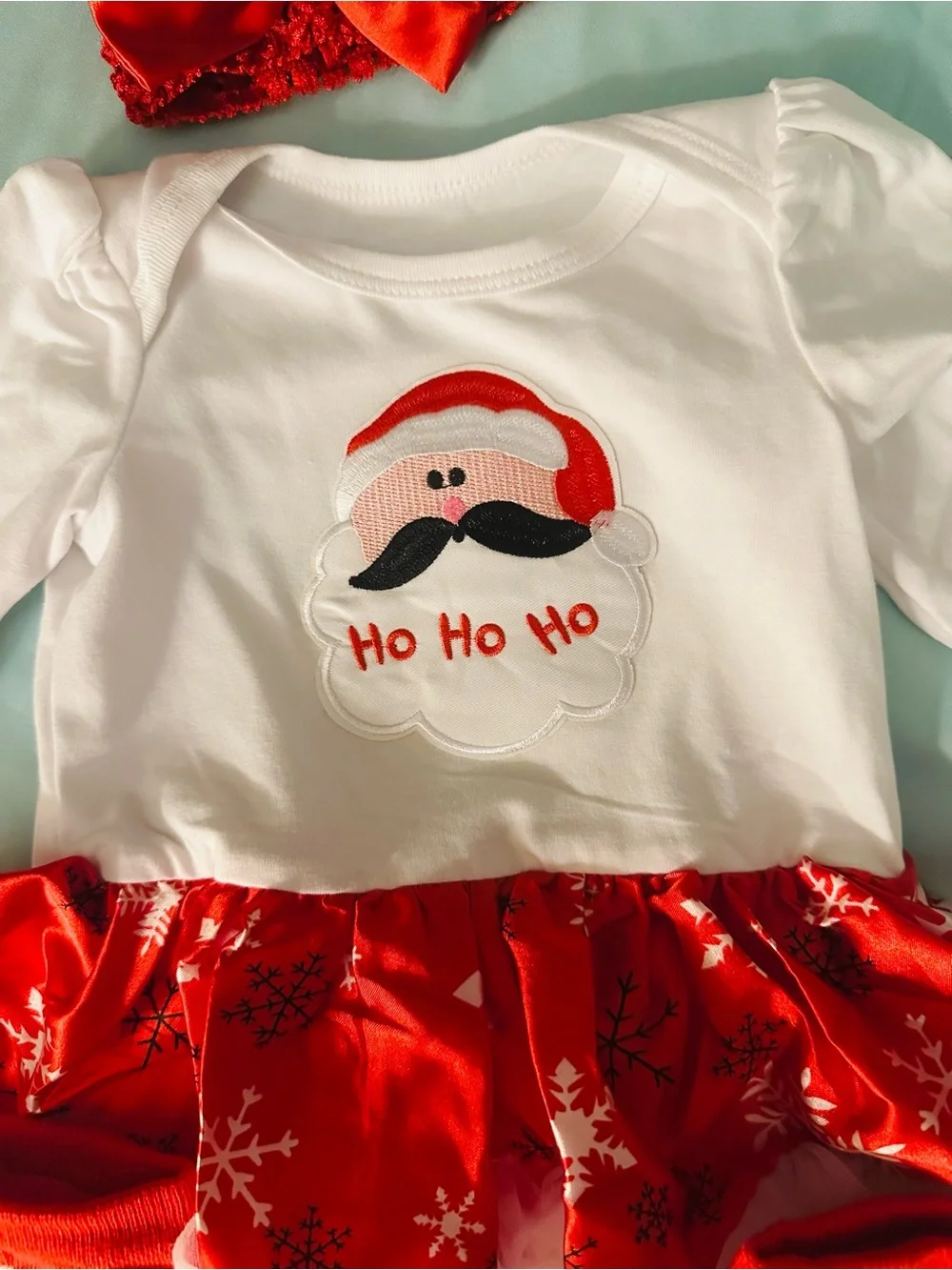 Girls Holiday Santa Dress Set in Red and White